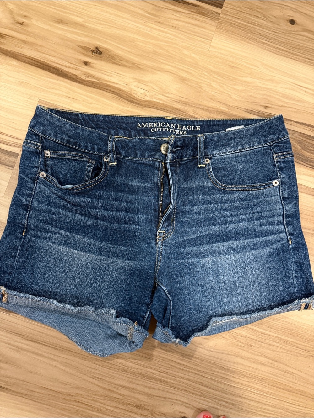 American Eagle Outfitters Blue Denim Frayed Hem Shorts
